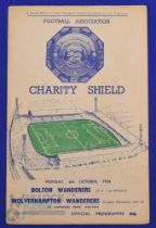 1958 Charity Shield Bolton Wanderers v Wolverhampton Wanderers match programme 6 October 1958 at