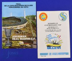 1983 European Cup Winners Cup final Aberdeen v Real Madrid official programme in Gothenburg; plus