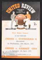 1952/53 FA Youth Cup 5th round Manchester Utd v Barnsley 4 page match programme special issue 21