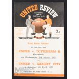 1952/53 FA Youth Cup 5th round Manchester Utd v Barnsley 4 page match programme special issue 21