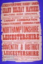 1905 Big Leicestershire Rugby Match Poster/1950-1 BR Flier (2): Folded 30" x 20" huge, and hugely