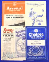 1953/54 Bolton Wanderers away match programmes v Chelsea, Portsmouth, Charlton Athletic,