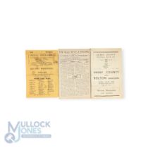 1946/47 Bolton Wanderers away match programmes v Aston Villa, Derby County, Wolves (small marks);