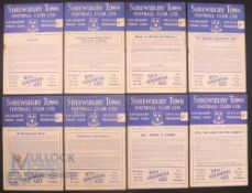 1958/59 Shrewsbury Town home match programmes v Gillingham, Workington, Hartlepools Utd, Oldham