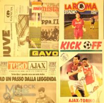 UEFA CUP FINAL match programmes 1990 Juve News newspaper Juventus v Fiorentina, 1991 Inter Milan v