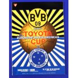 1997 European/South American Cup final in Tokyo, Borussia Dortmund v Cruzeiro match programme; good.