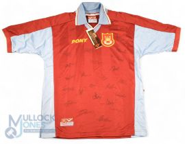 1997/98 West Ham United Multi-Signed home football shirt in claret and blue, Pony, short sleeve,