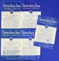 1952/53 Shrewsbury Town Div. 3 (south) home match programmes v Watford, Torquay Utd, Reading,