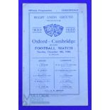 1930 Varsity Match Rugby Programme: One of the very few drawn Oxford-Cambridge clashes, 3-3,