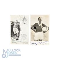Stanley Matthews signed card, a CWS football boots signed card with dedication, with a period
