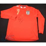 20th June 2006 Sweden v England No 7 Beckham long sleeve Shirt (L) signed and dedicated to front