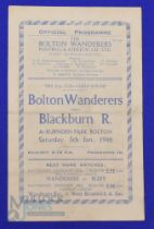 1945/46 FAC 3rd round Bolton Wanderers v Blackburn Rovers 5th January 1946 4 page match programme,