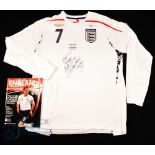 22nd August 2007 England v Germany No 7 Beckham long sleeve Shirt (L) signed and dedicated to