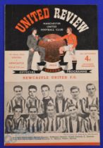 1952 Charity Shield Manchester Utd v Newcastle Utd match programme at Old Trafford kick-off 5.15pm