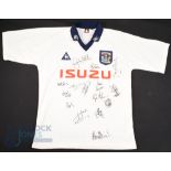 1997/98 Coventry City Multi-Signed away football shirt in white, Le Coq Sportif/Isuzu, 42/44", short