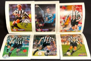 Autographed Magazine prints mounted on card - Newcastle United Players Robert Lee, Philippe