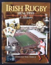 Multi-Signed History of Irish Rugby Volume: The large, detailed volume by Edmund van Esbeck from