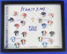 2007 RWC Official Framed Lapel Badge Collection: Beautiful 10" x 9" framed 20-badge official set