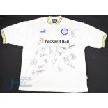 1997/98 Leeds United Multi-Signed home football shirt in white Puma/Packard Bell, size XL, short