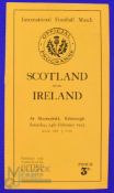 Scarce 1934 Scotland v Ireland Rugby Programme: 16-9 Scots win. Standard Murrayfield slim orange 8pp