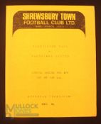 1972/73 Shrewsbury Town v Cambridge Utd Div. 3 match programme 29 December 1973, 4 page; the match