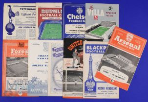 1957/58 Bolton Wanderers away match programmes to include Burnley, Chelsea, Aston Villa,