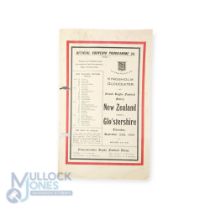 Rare 1924 Gloucestershire v NZ All Blacks Rugby Programme: With broken/ragged punch holes from