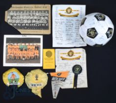 Wolverhampton Wanderers Football Collectables: to include printed team season sheets for 1965-66-