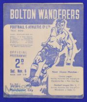 1948/49 Bolton Wanderers v Manchester City, v Sunderland match programmes; fair/good. (2)