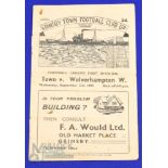 1947/48 Grimsby Town v Wolverhampton Wanderers Div. 1 programme 3 September 1947 at Blundell Park;