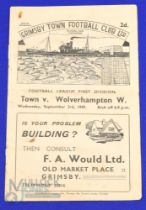 1947/48 Grimsby Town v Wolverhampton Wanderers Div. 1 programme 3 September 1947 at Blundell Park;