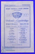 1937 Varsity Match Rugby Programme: Obolensky again for Oxford, generally G or better, the