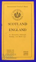 Scarce 1931 Scotland v England Rugby Programme: Standard Murrayfield slim orange 8pp issue, spine