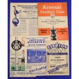 1950/51 Bolton Wanderers away match programmes v Spurs, Everton, Sheffield Wednesday, Fulham,