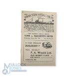 1947/48 Very scarce Grimsby Town v Manchester Utd Div. 1 match programme at Blundell Park,