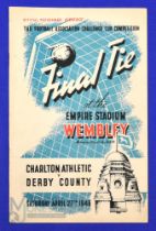 1946 FAC final Charlton Athletic v Derby County match programme 27 April 1946; slight crease, o/wise