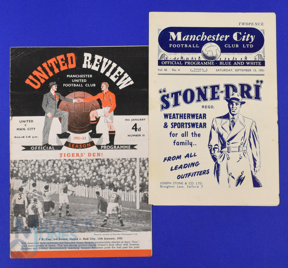 1951/52 Manchester Utd v Manchester City Div. 1 match programme 19 January 1952; reverse fixture