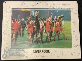 Liverpool FC Print autographed by 18 of the European Cup winner's team to include Bob Paisley,