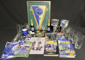 Leicester City Memorabilia - glass tankards, ties, books, mugs, newspapers, watch, celebration