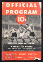 1950 Tour match programme English Internationals (including Matthews & Lofthouse) v Manchester Utd