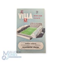 1957/58 Aston Villa v Manchester Utd Div. 1 match programme 31 March 1958; slight crease. (1) NB: