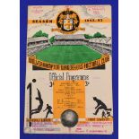 1952/53 Wolverhampton Wanderers v Chelsea match programme Wednesday 18 February 1953; writing on