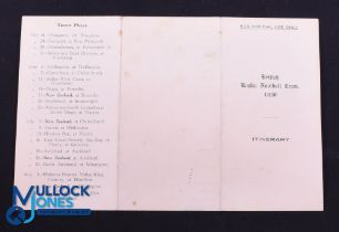 Rare 1930 British and I Lions Itinerary: 5.5" x 3" buff trifold itinerary card with details of team,