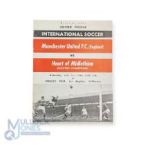 1960 USA Tour match programme Manchester Utd v Heart of Midlothian at Wrigley Field, Los Angeles 1st