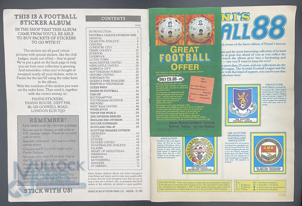 Panini Football Soccer Stars 1988 Sticker Album complete (Inside back cover has had the numbers - Image 2 of 7