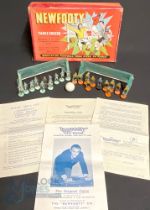 1953-54 Newfooty Table Soccer illustrated box with 2 celluloid teams green with white hoops shirts