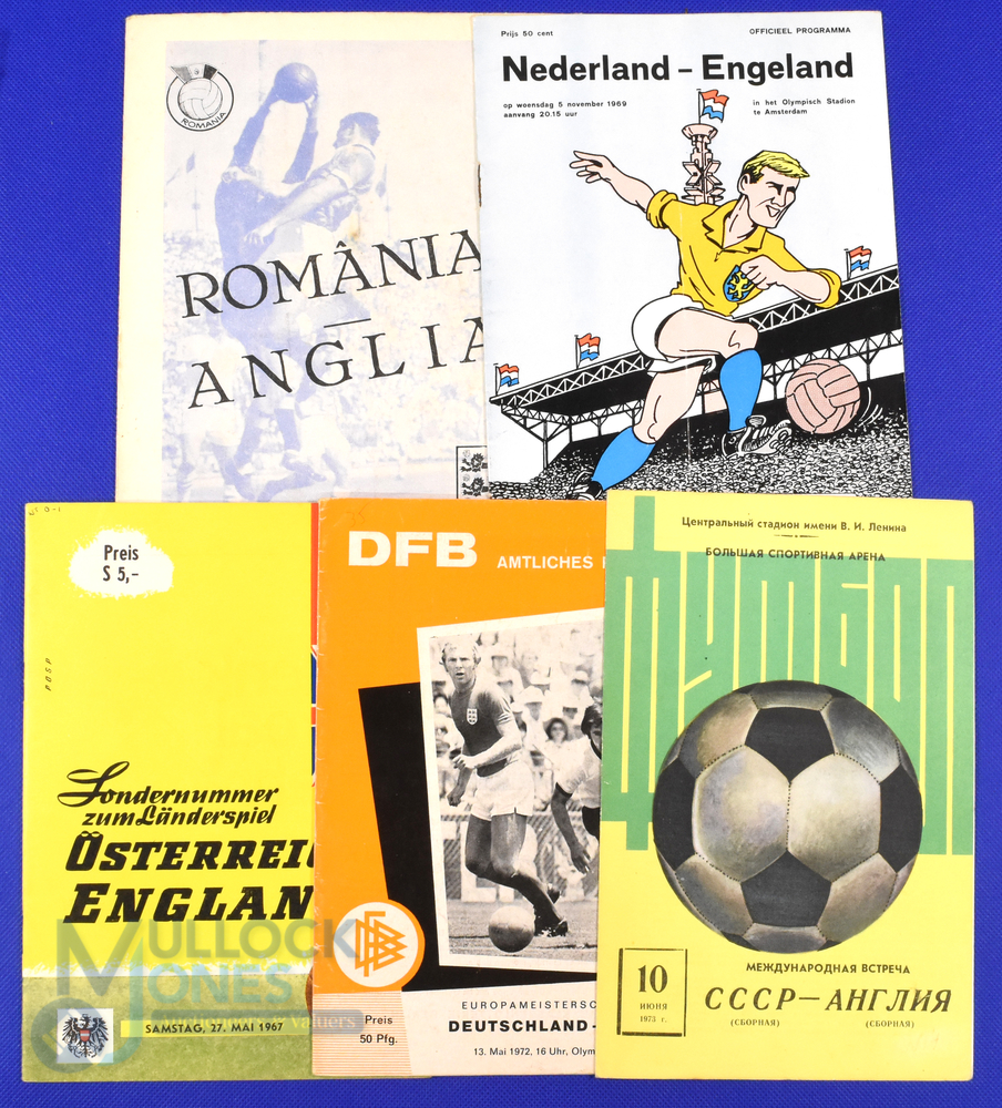 Collection of England international match programmes aways 1967 Austria, 1968 Romania, 1969