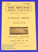 1945/46 Wolverhampton Wanderers v Plymouth Argyle football league (south) 4 page programme 29