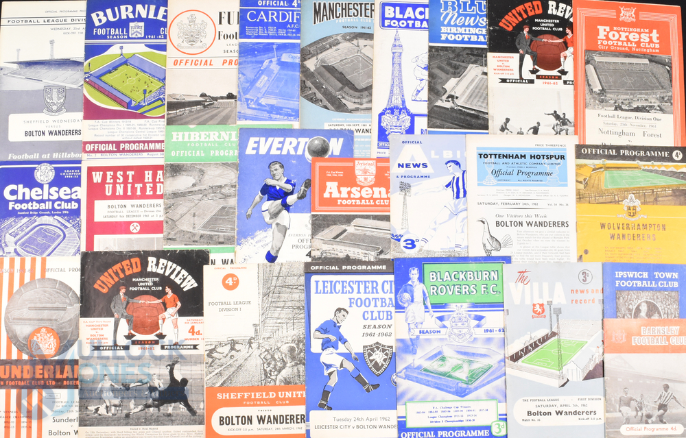 1961/62 Bolton Wanderers complete season away programmes (21) plus Manchester Utd (FAC),