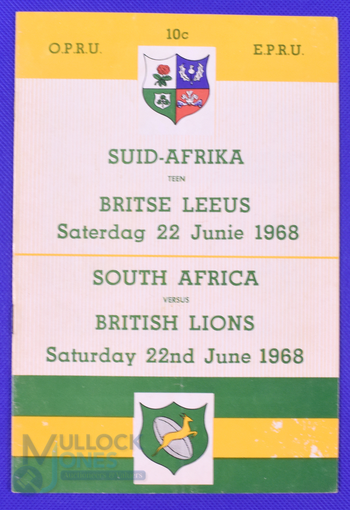 1968 British and I Lions Rugby Programme v S Africa, 2nd Test: v the Springboks, at Port